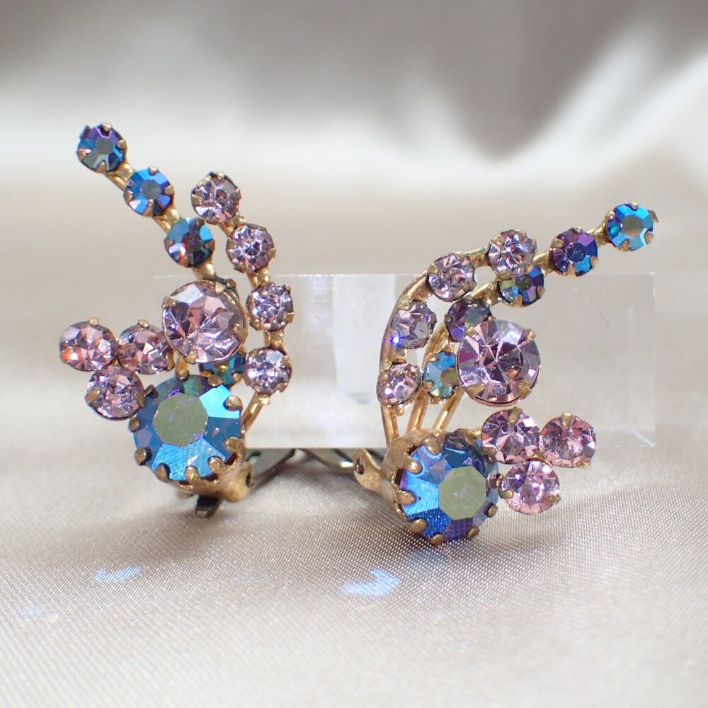 Austrian AB Floral Spray Clip ons